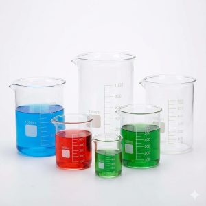 Chemistry Laboratory 7 Glass Beakers Set